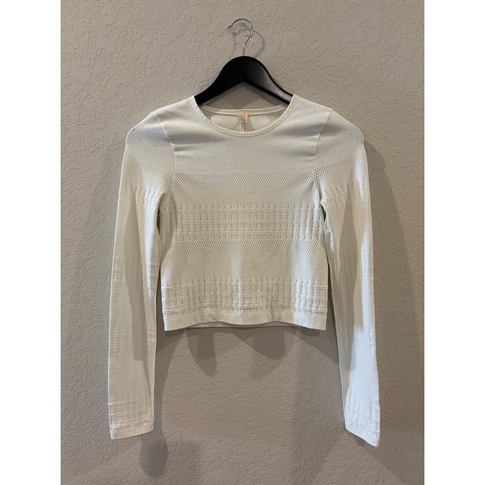 Free People Movement White Seamless Long Sleeve Crop Top Womens ML
